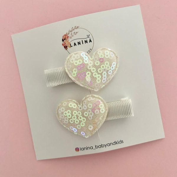 2'Li Kalp Klips Beyaz