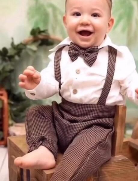 Kahve Kareli Uzun Salopet