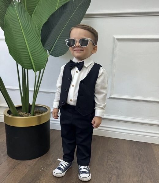 Erkek Yelekli Takım Siyah