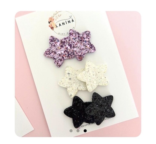 Glitter Yıldız Siyah Toka -Adet-