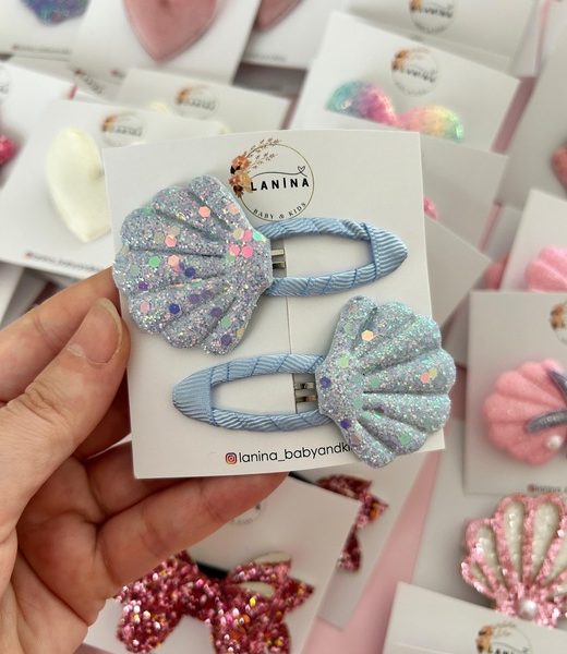 Buz Mavi Midyeli Çıtçıt Toka