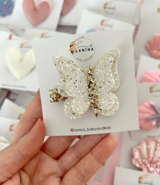 Beyaz Gold Kelebek Toka