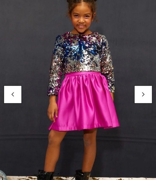 Fuşya Payetli Etek Crop Kız Çocuk İkili Takım